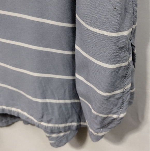 BeachLunchLounge Stripped Button Shirt Womens L Gray Boho Retro 90s Y2K Casual - Picture 4 of 8